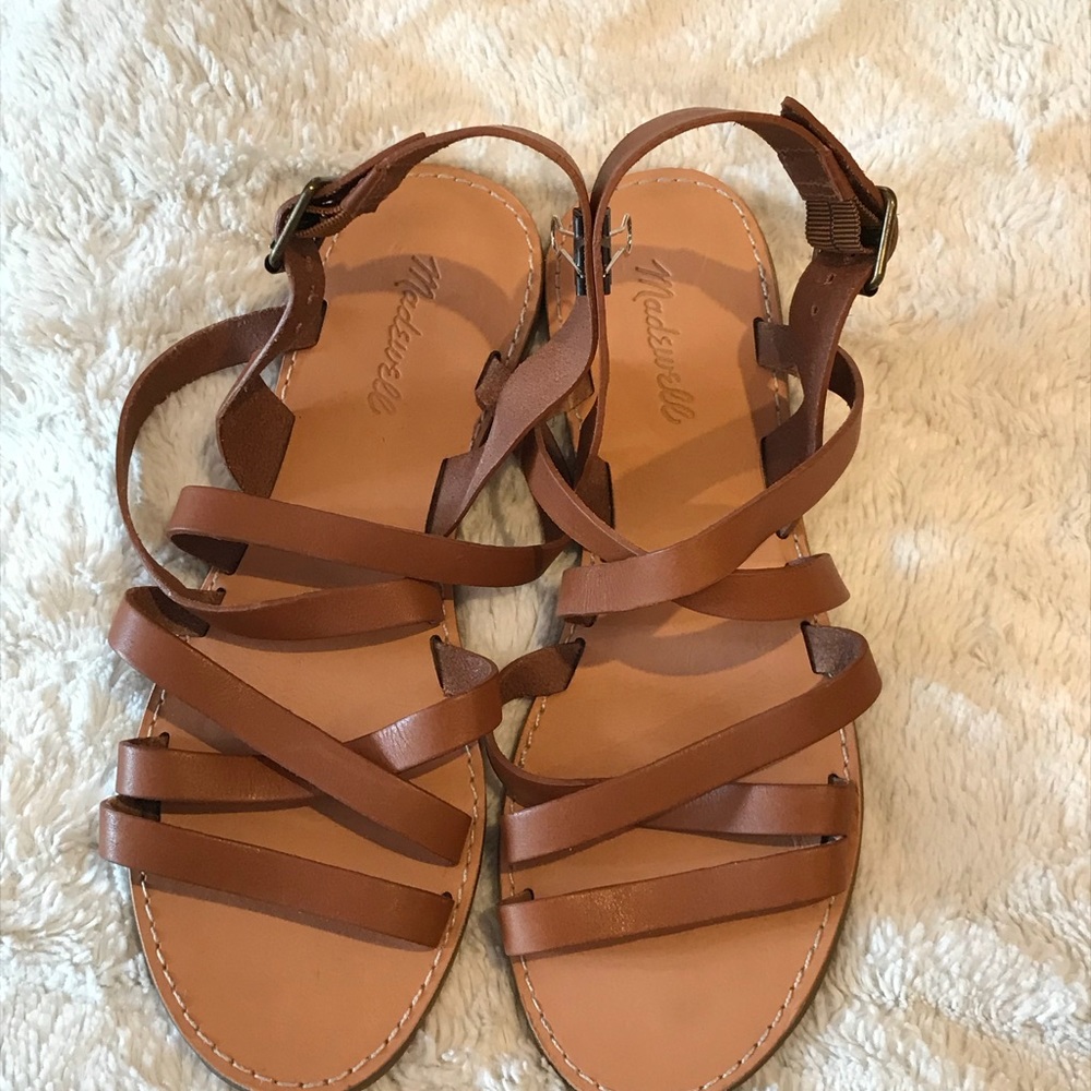 Madewell Genuine Leather Cross-Over Sandals